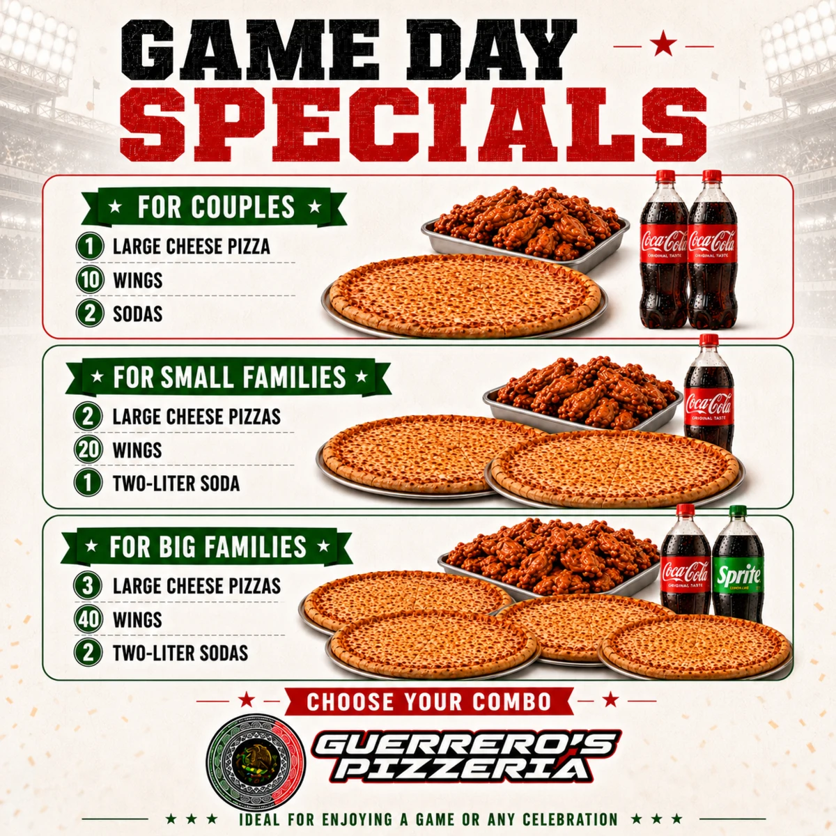 Guerrero's Pizzeria Game Day Specials