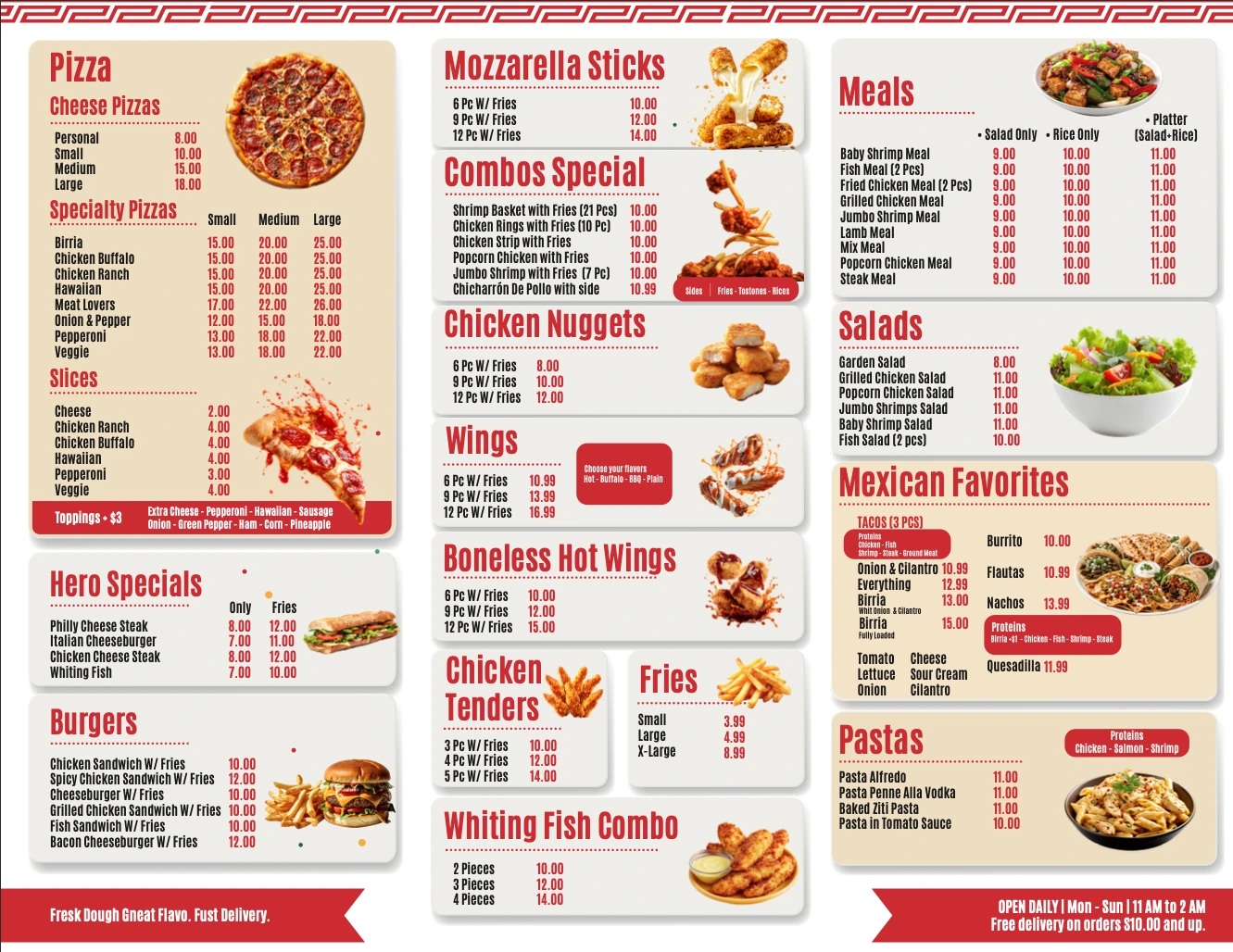 Printed menu page 1 preview